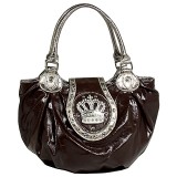 Crown Charm Tote w/ Flap - Brown - BG-CR110BN Crown Charm Tote w/ Flap - Brown - BG-CR110BN